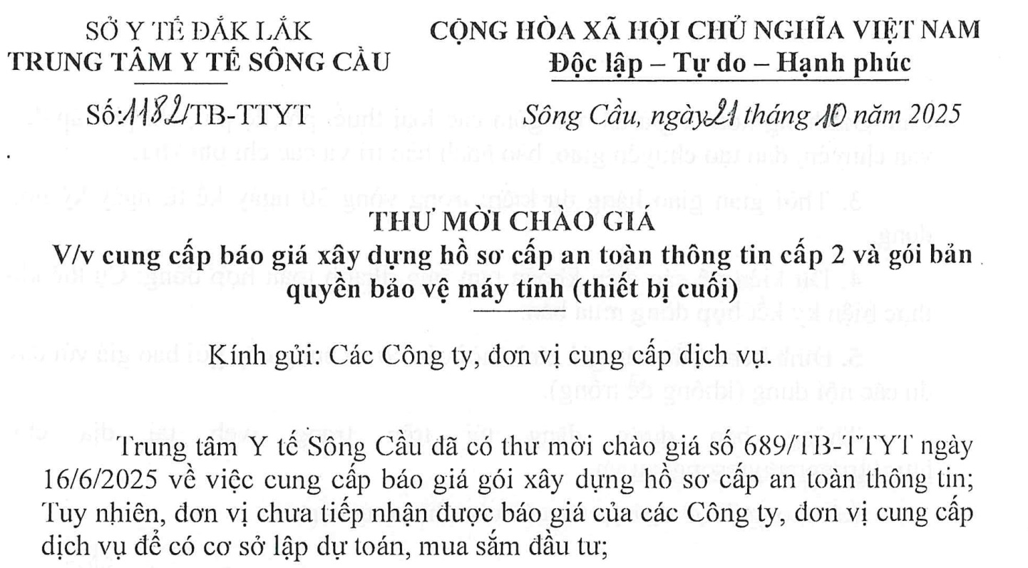 YCBG gói Xây dựng hồ sơ cấp dộ an toàn thông tin (Lần 2)